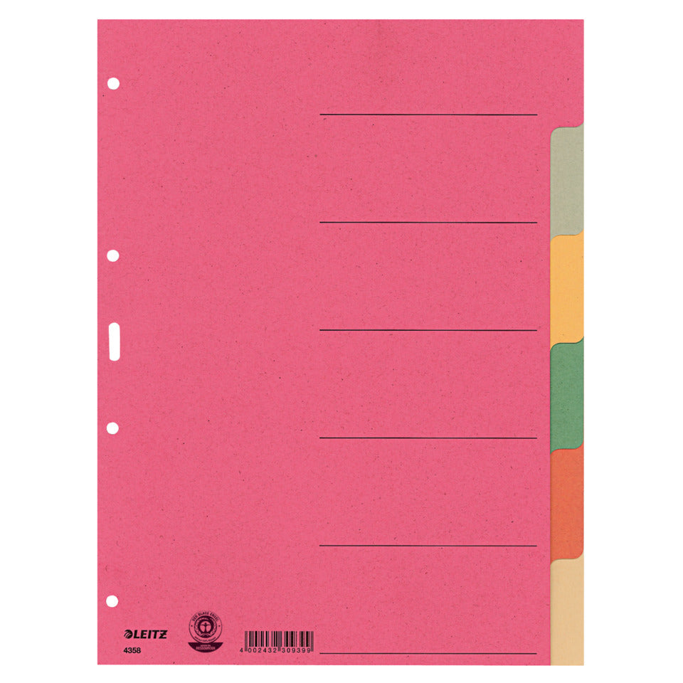 Kartonregister Blanko, A4, Karton, 6 Blatt, farbig LEITZ 4358-00-00 LEITZ 43580000 Karton fbg.Tabs