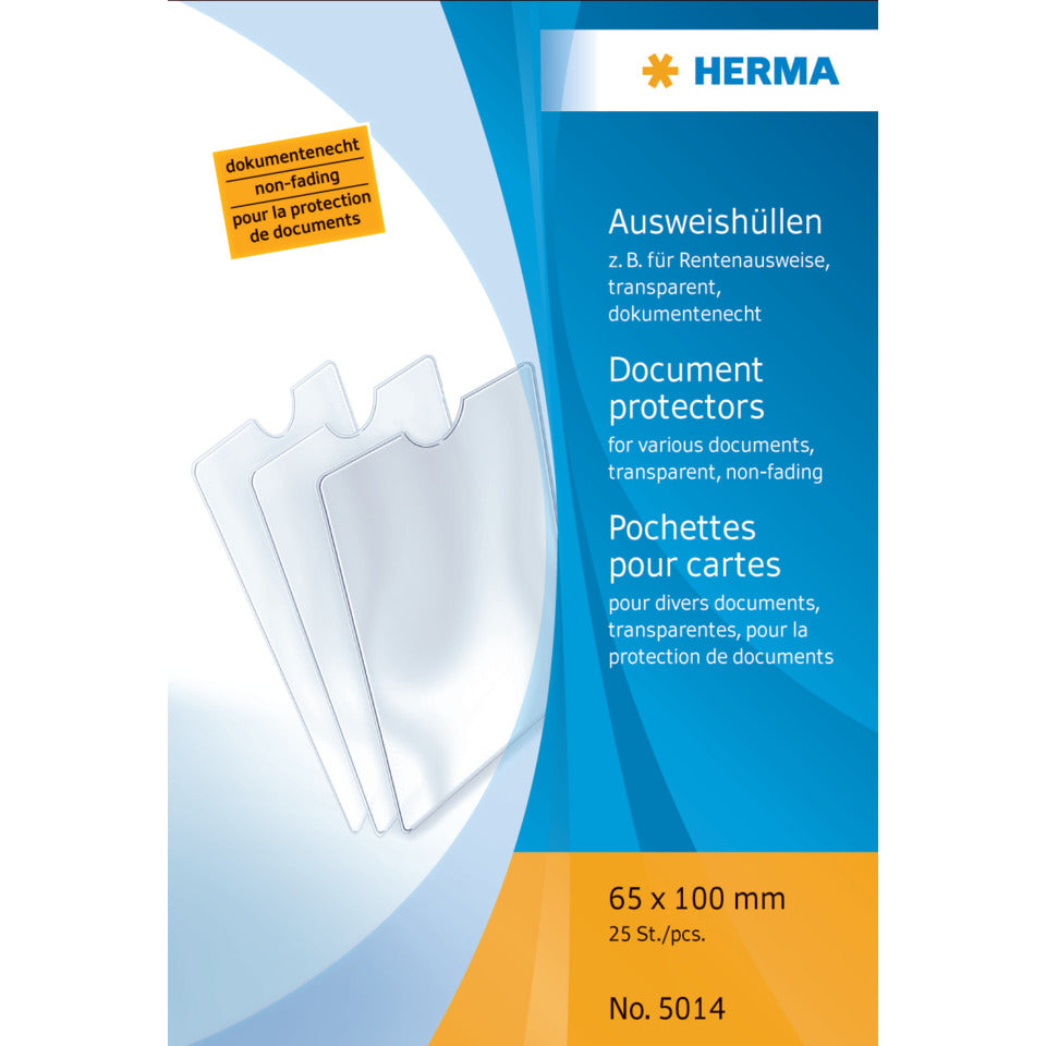 Ausweishülle für Rentenausweise, 65x100mm, transparent HERMA 5014 HERMA 5014 f. Rentenausweise