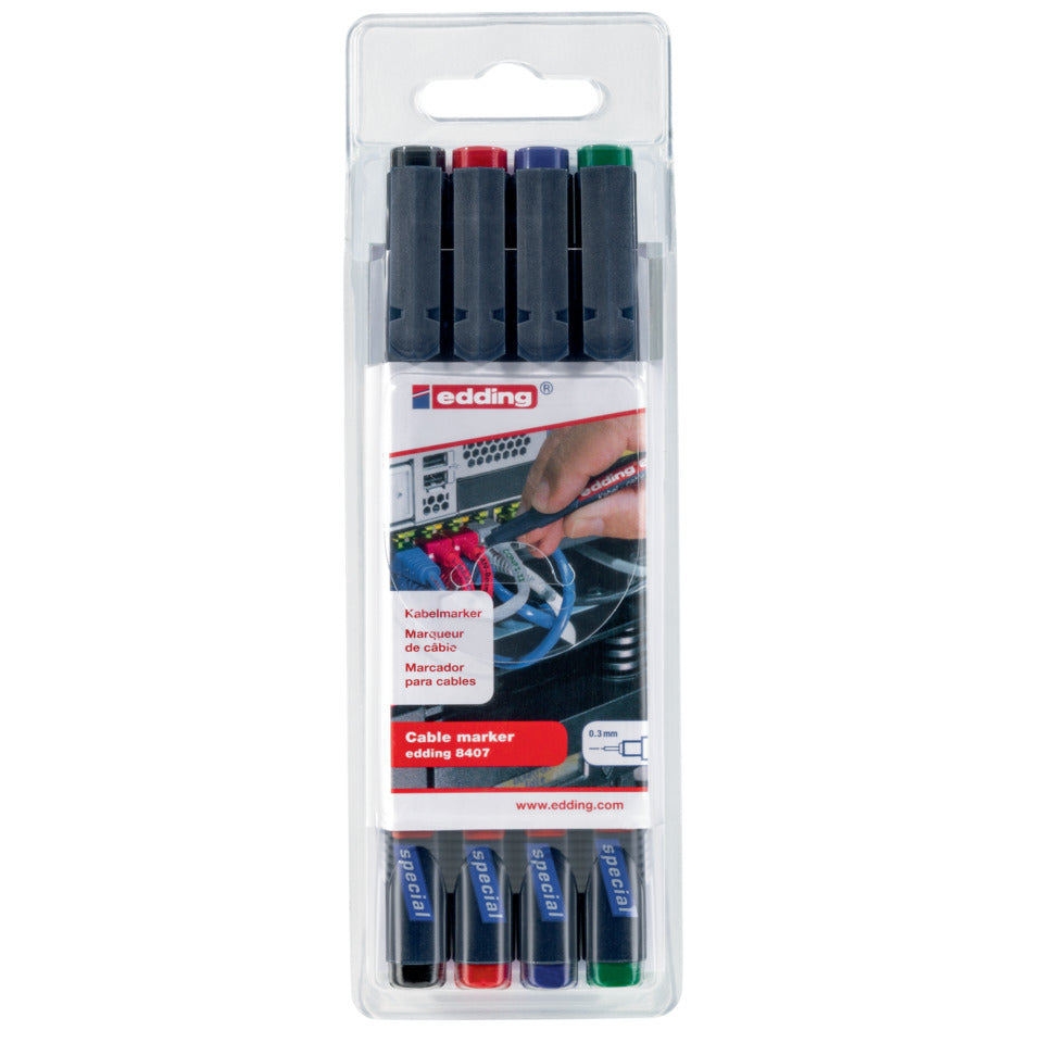 Kabelmarker 8407, 0,3mm, 4 Stück, sortiert EDDING 4-8407-4 EDDING 4-8407-4   0,3mm