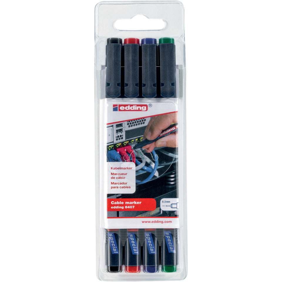Kabelmarker 8407, 0,3mm, 4 Stück, sortiert EDDING 4-8407-4 EDDING 4-8407-4   0,3mm