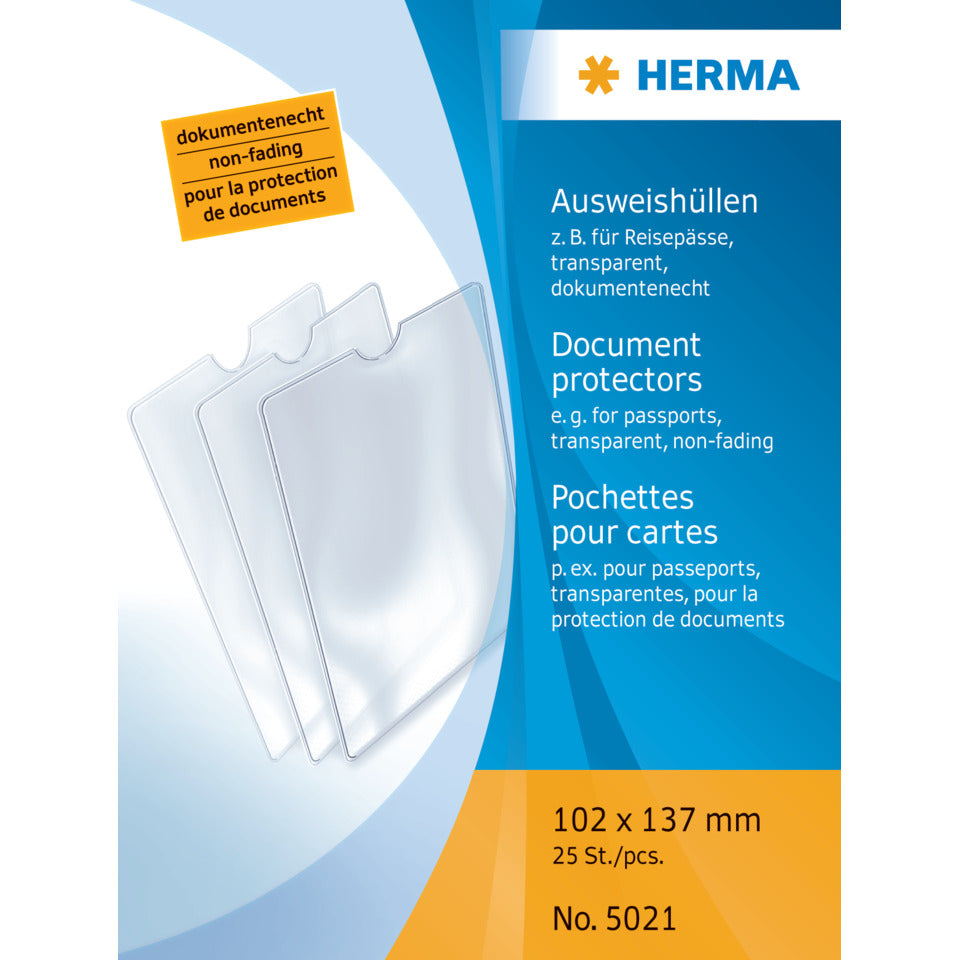 Ausweishülle für Reisepässe, 102x137mm, transparent HERMA 5021 HERMA 5021 f. Reisepässe