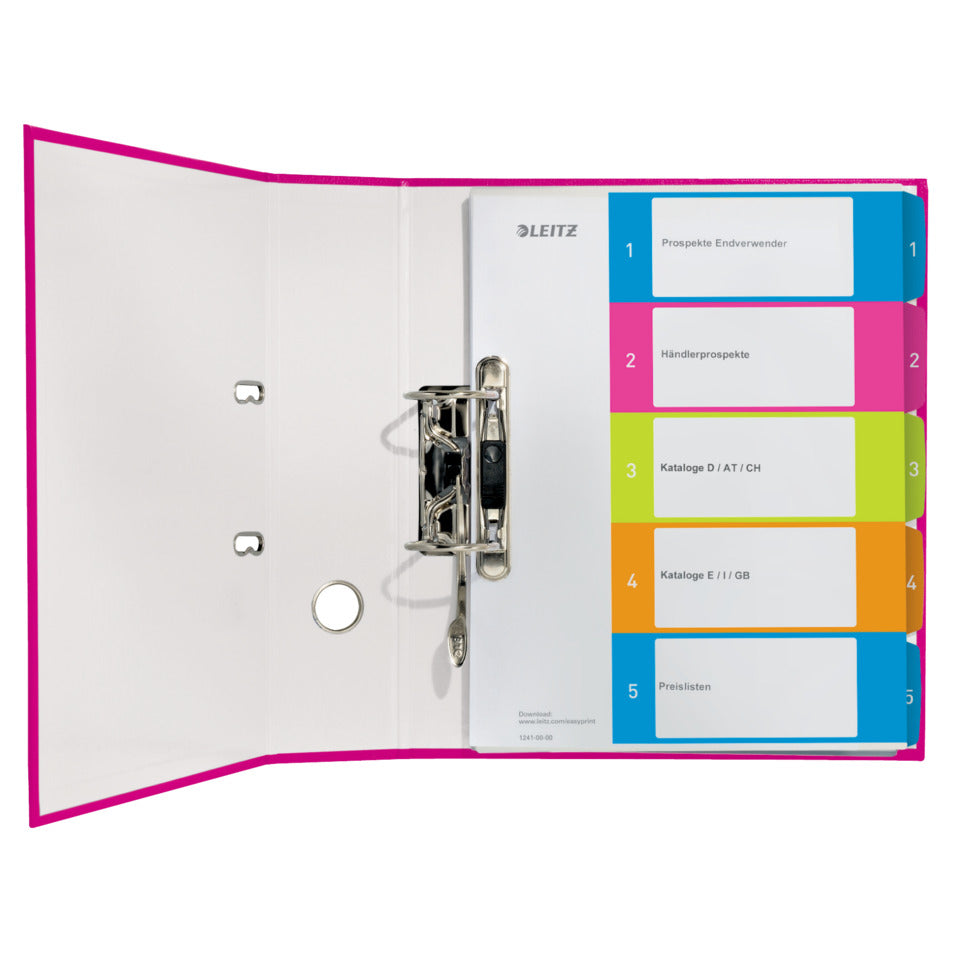 Plastikregister WOW 1-5, bedruckbar, A4, PP, 5 Blatt, farbig LEITZ 1241-00-00 LEITZ 1241-00-00 bedruckbar