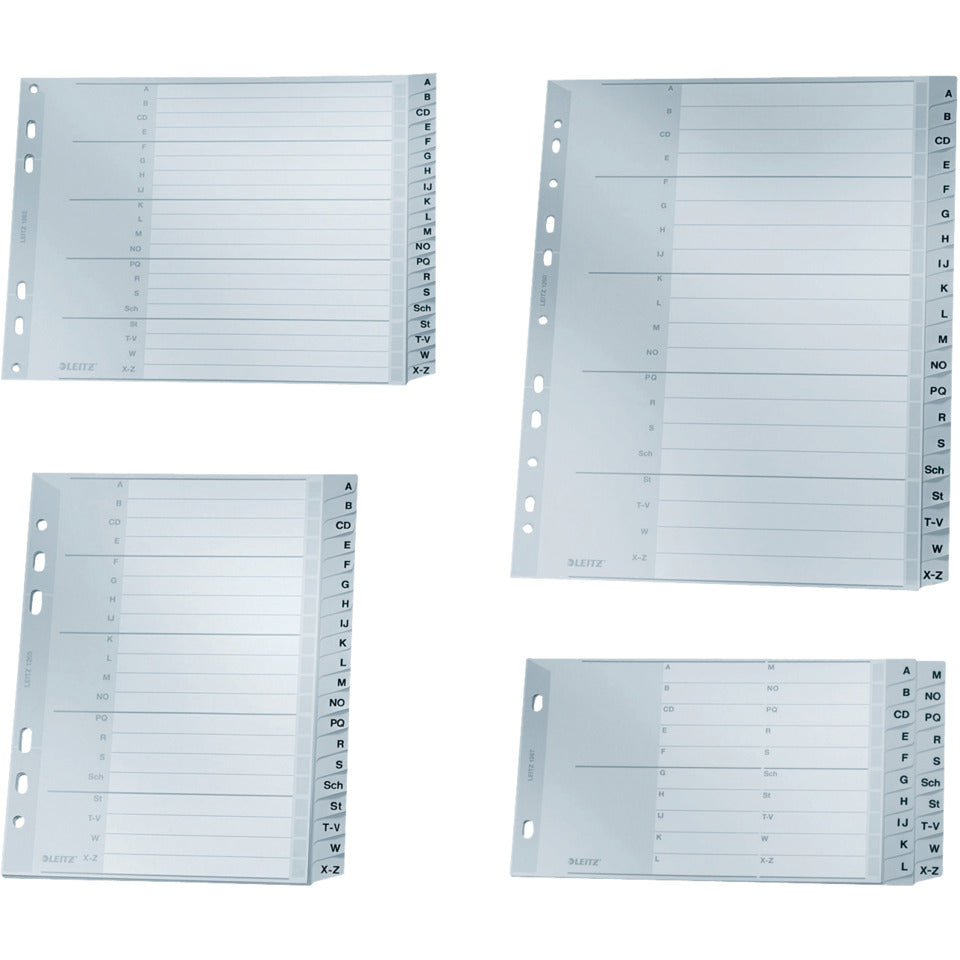 Plastikregister A-Z, A4, PP, 20 Blatt, grau LEITZ 1260-00-00 LEITZ 1260-00-00 Plast. überbr