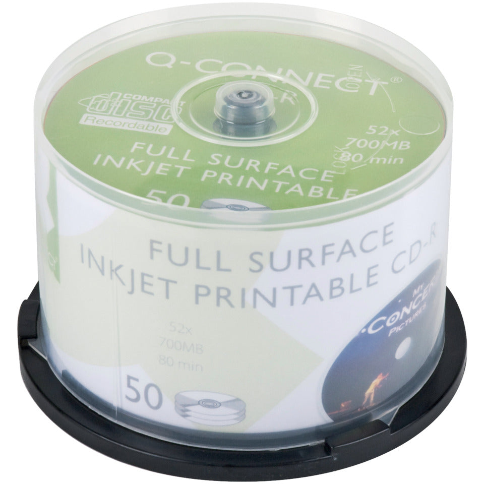 CD-R 50er Spindel bedruckbar inkl. URA, 700MB, 80Min Q-CONNECT KF18020 Q-CONNECT KF18020 700Mb80Min