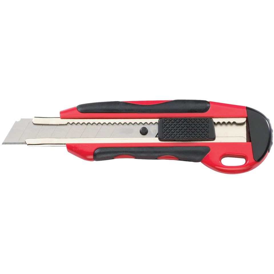 Cutter, 18 mm Klinge, Scheiberaster, Rechtshänder/Linkshänder, Kunststoffgehäuse, gummierte Griffzone, inklusiv 2 Ersatzklingen, rot ECOBRA 770560 ECOBRA 770560 +2 Ersatzklingen