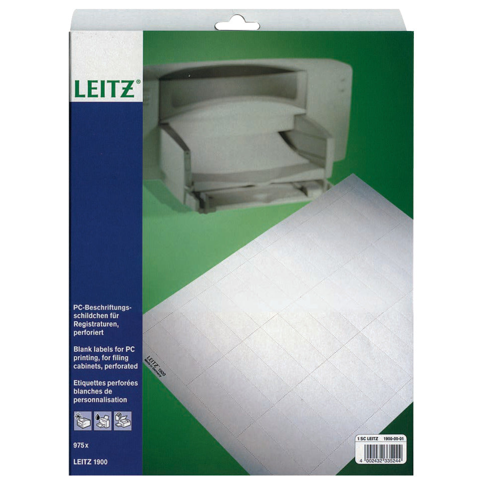 Beschriftungsschild, PC-beschriftbar, Karton, 975 Stück, weiss LEITZ 1900-00-01 LEITZ 19000001 PG975ST
