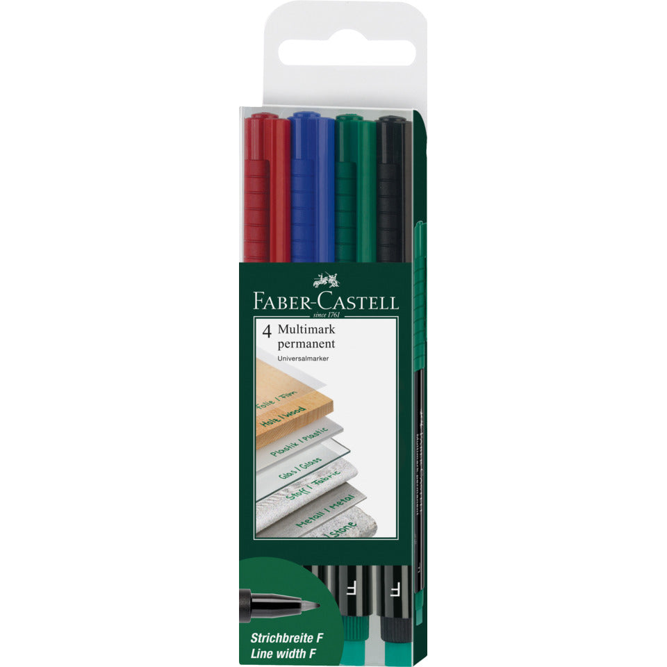 Overheadstift Multimark F permanent, 4 Stück FABER CASTELL 151304 FABER CASTELL 151304 Perm