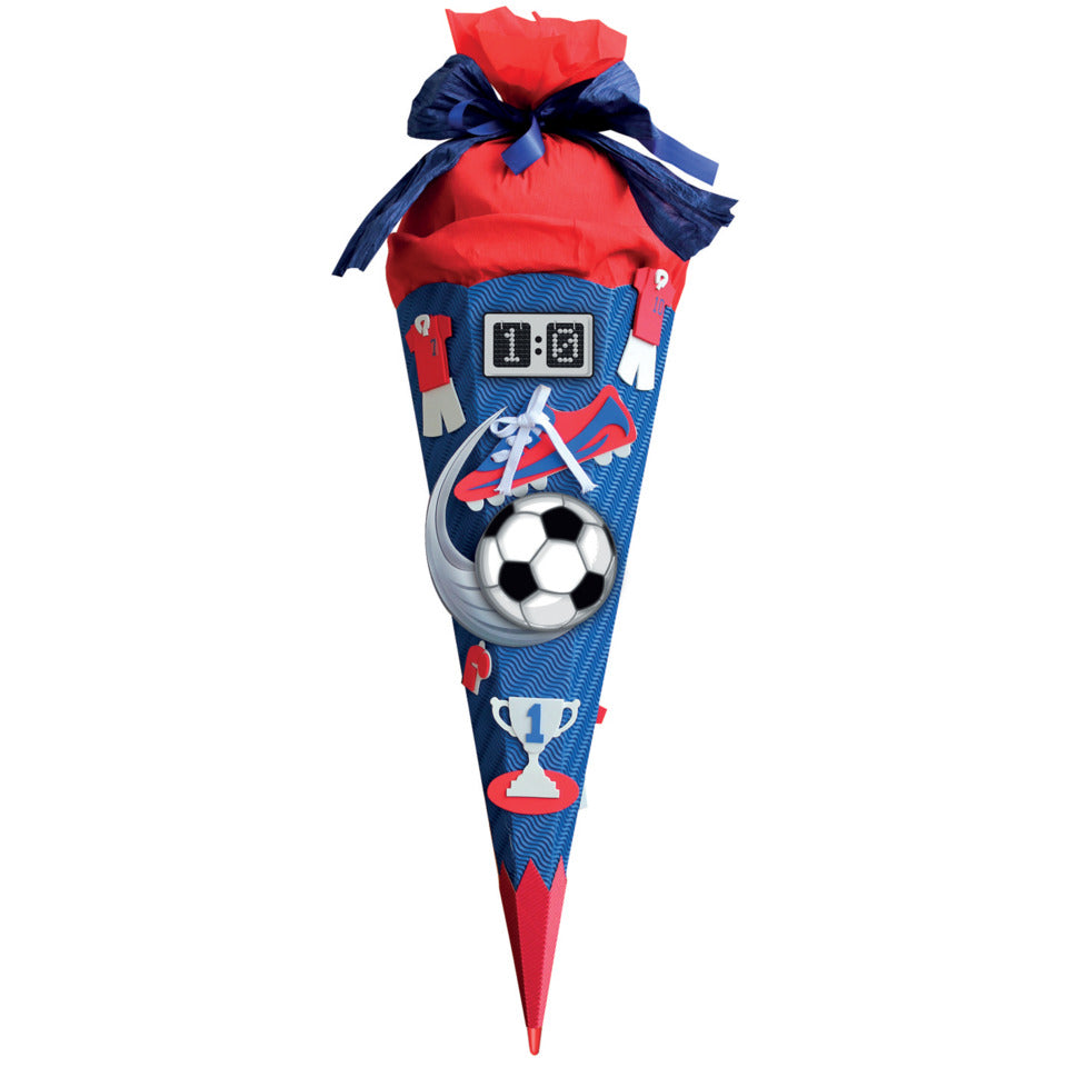 Schultüte, Bastelset Soccer 3D, 68cm, 6-eckig, Kreppverschluss, rot ROTH 658026 ROTH 658026   68 cm