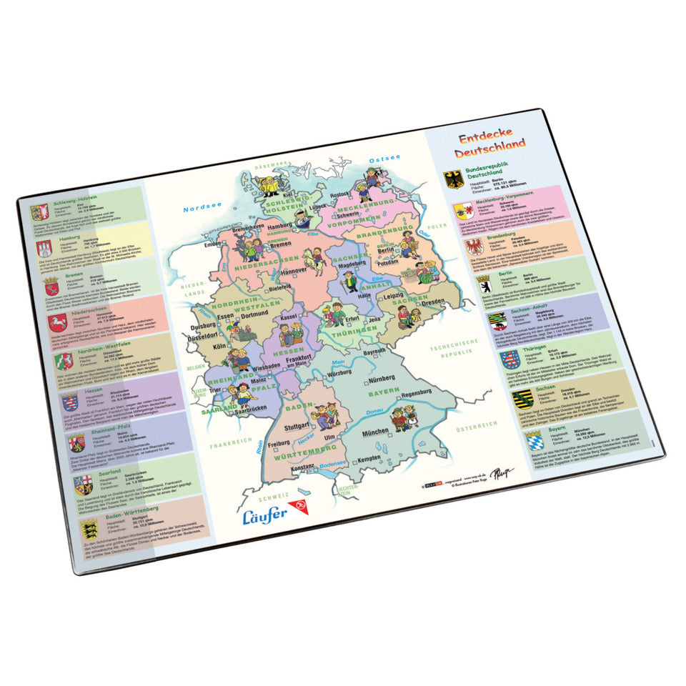 Schreibunterlage Motiv Landkarte Entdecke Deutschland, für Kinder, 40x53 cm LÄUFER 45346 LÄUFER 45346  53x40cm f.Kinder