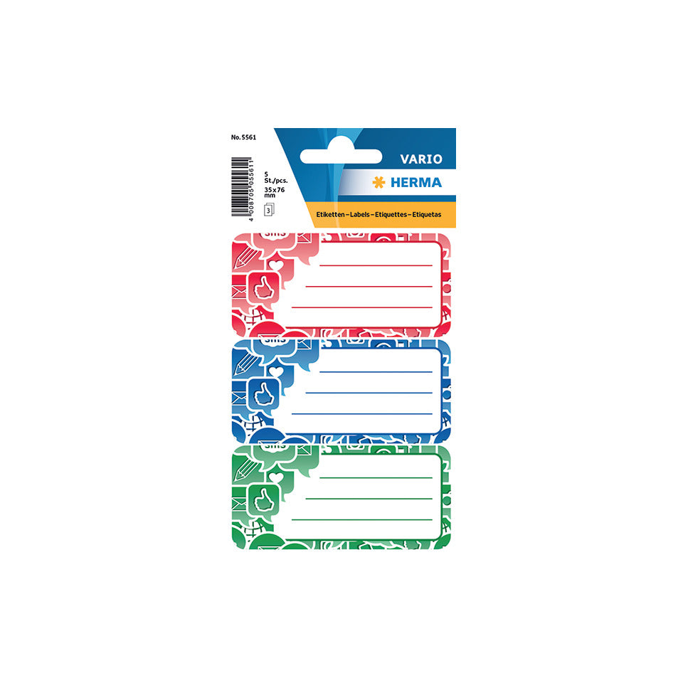 Etiketten Social Icons permanent, 76x35mm, 9 Stück HERMA 5561 HERMA 5561 permanent