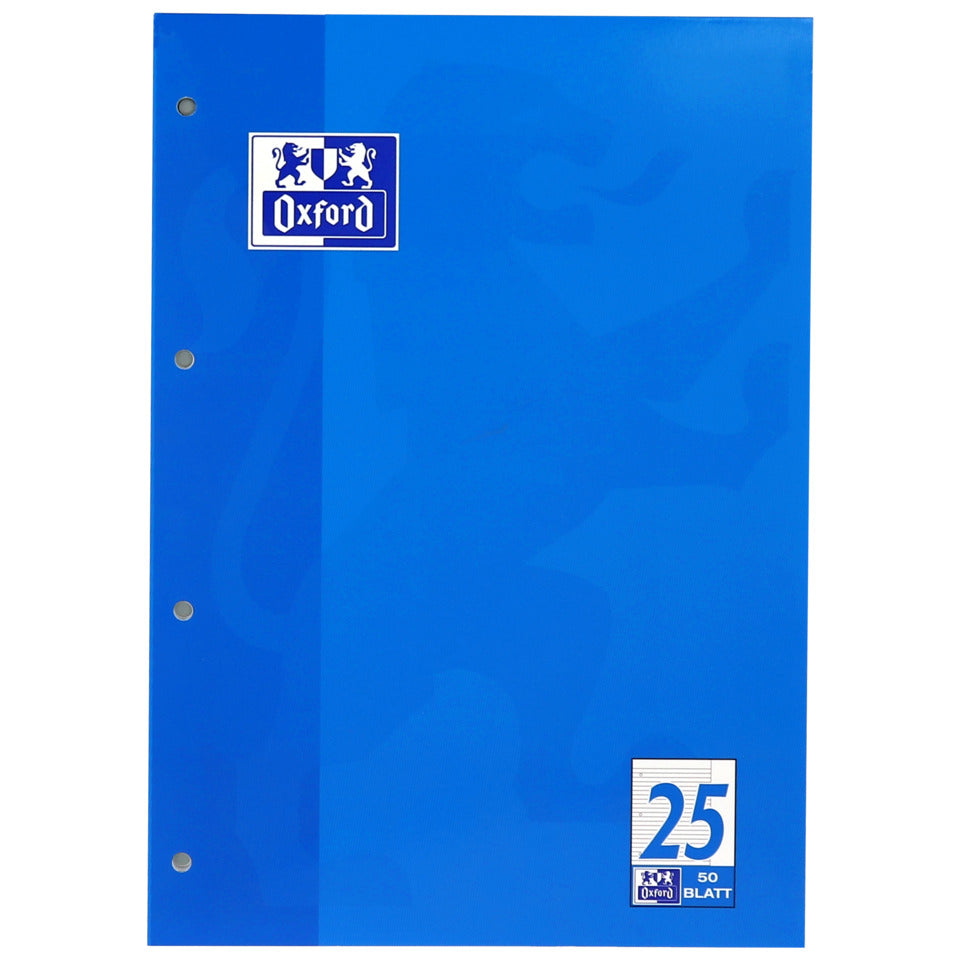 Schulblock, A4, 90g/m², 50 Blatt, Lin.25, liniert mit Rand/rechts OXFORD 100050350 OXFORD 100050350  90g