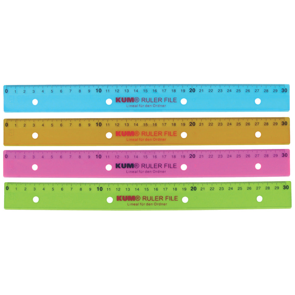 Lineal, 30cm, Plastik, 4-fach gelocht KUM 208.20.29 KUM 208.20.29 L03  4fach-Loch.
