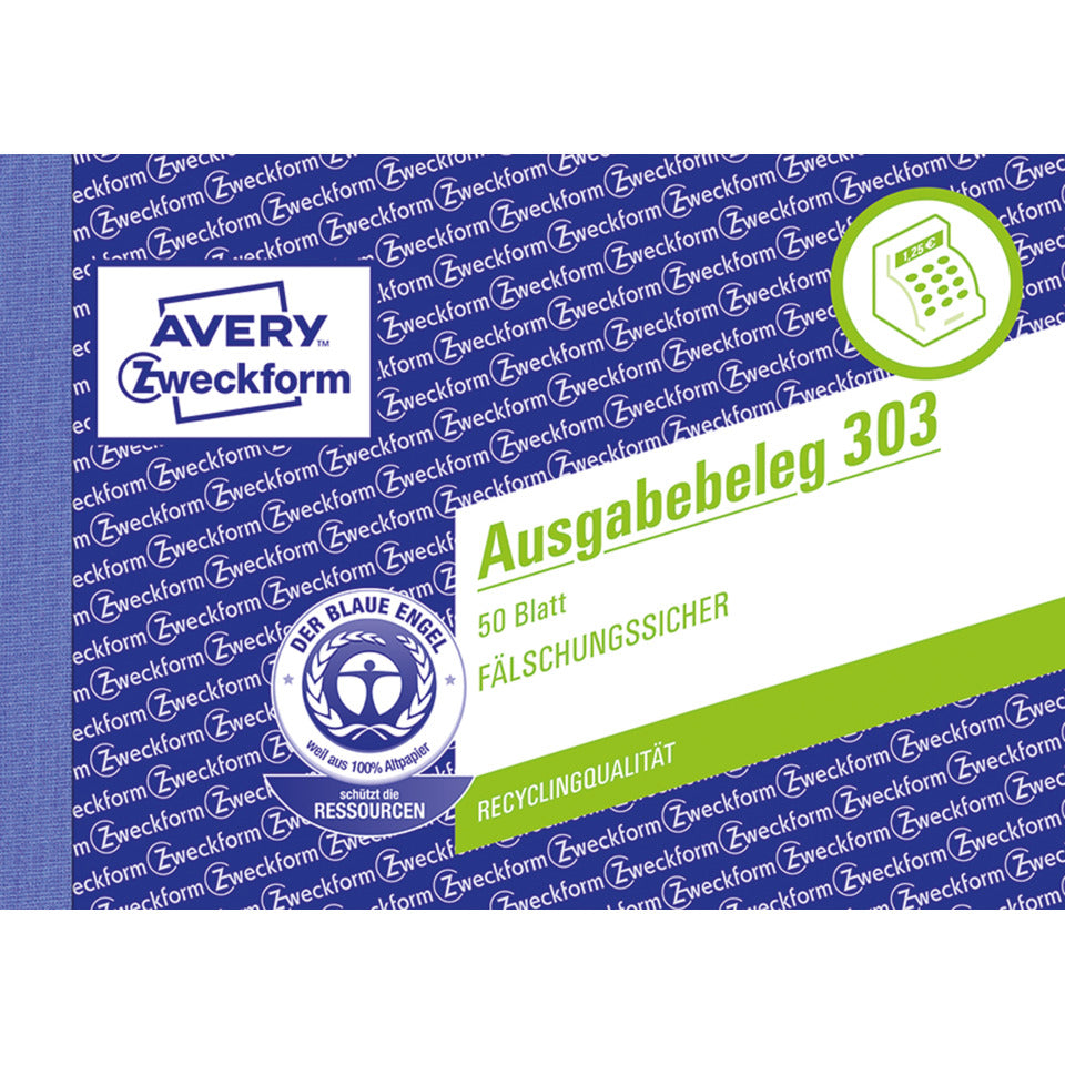 Ausgabebeleg mit Dokumentendruck, A6 quer, gelb, 50 Blatt AVERY ZWECKFORM 303 ZWECKFORM 303 A6q/50Bl