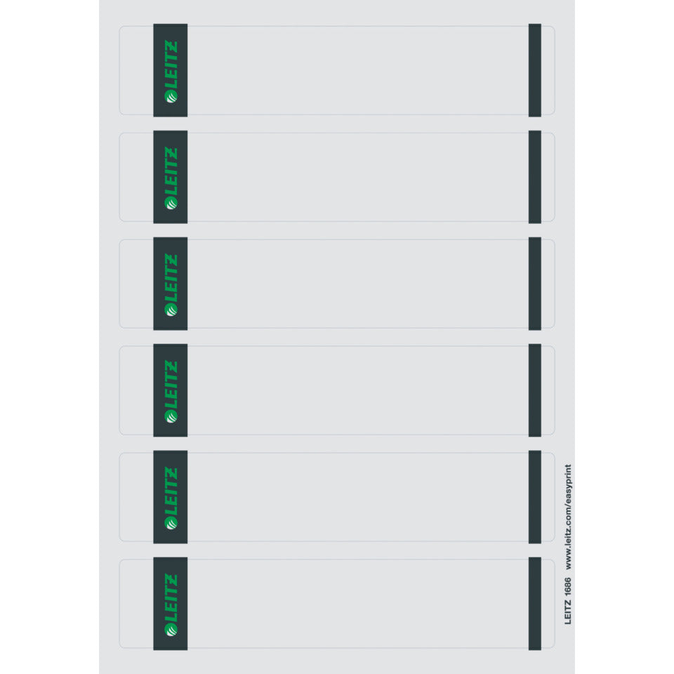 Ordnerrückenschild selbstklebend, 39 x 191 mm, schmal/kurz, 150 Stück, grau LEITZ 1686-20-85 LEITZ 16862085 SK 25x6ST