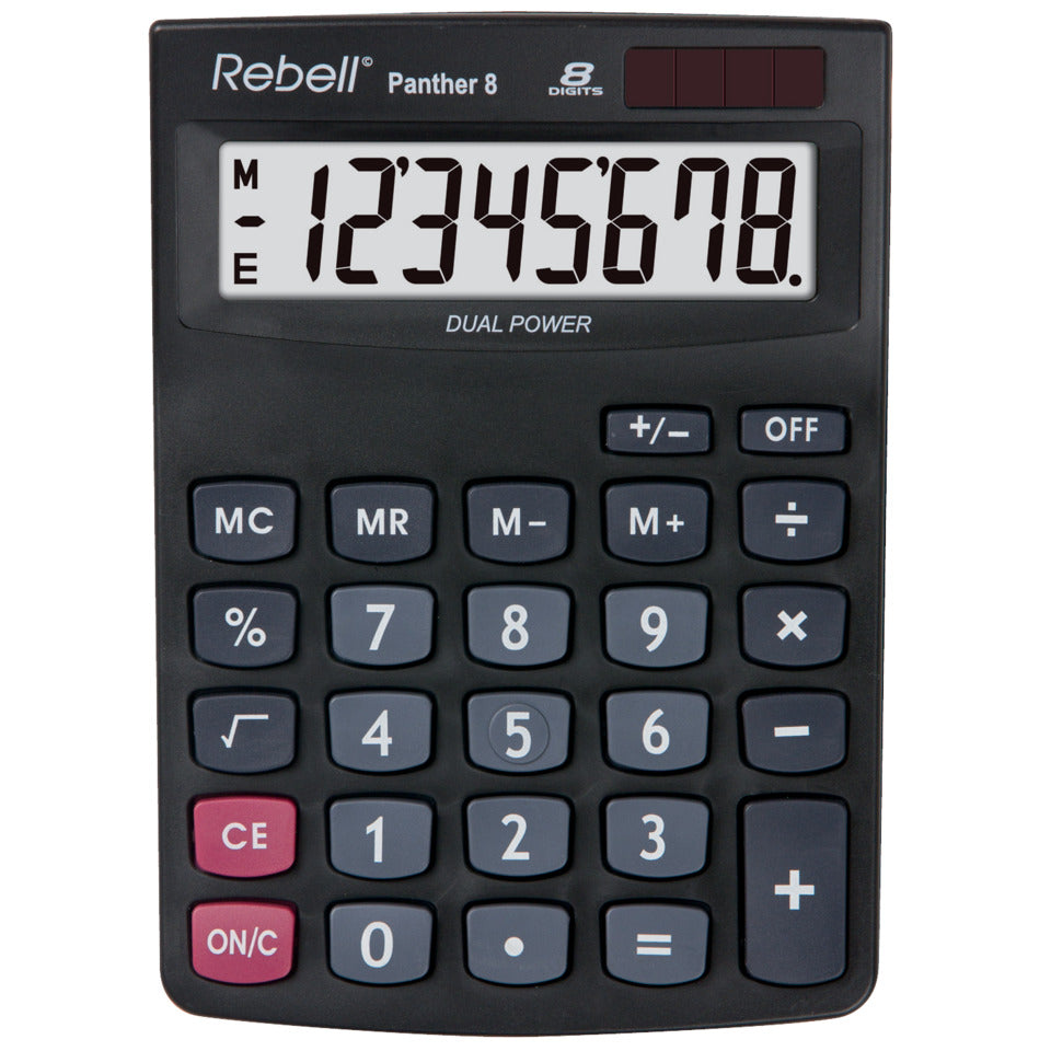 Tischrechner, Solar/Batterie, 8-stellig, schwarz REBELL RE-PANTHER 8 WB REBELL  Panther 8 BX 102x143x29mm