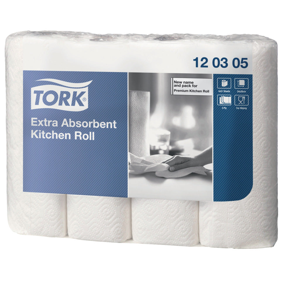 Küchenrolle Premium 26 x 24cm, 3-lagig, 4 Rollen a 12,2m, weiß TORK 120305 TORK 120305 Kitchen Plus 4Rl
