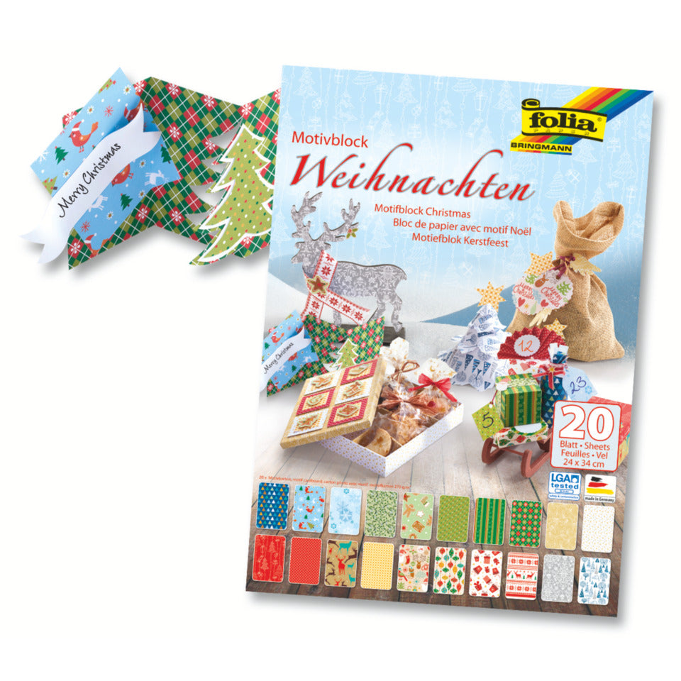 Bastelblock Weihnachten III, 24 x 34 cm, 20 Blatt FOLIA 47249 FOLIA 47249  24x34cm