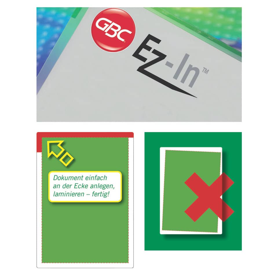 Laminiertasche, A4, 125 Micron, glänzend, 100 Stück, glasklar GBC 3200723 GBC 3200723 Ez-In