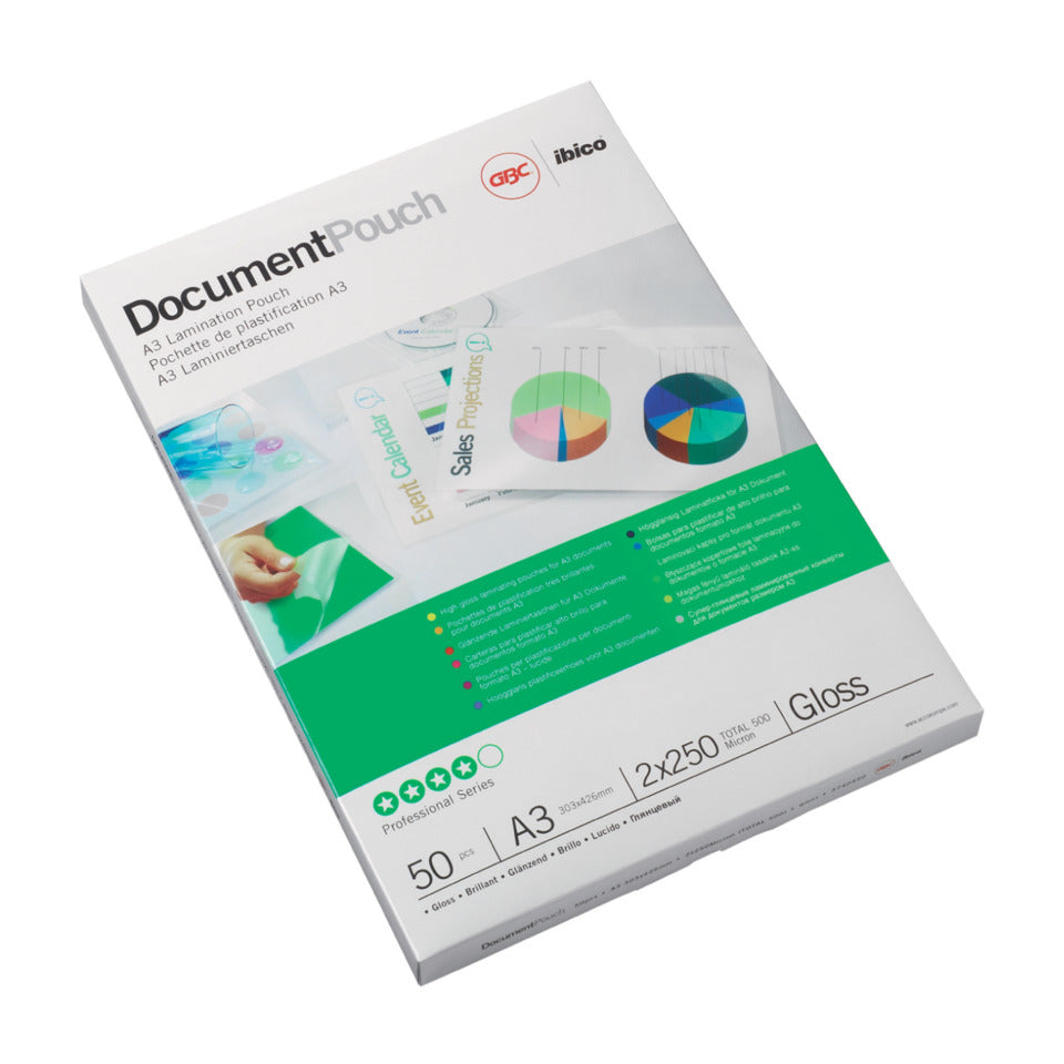 Laminiertasche, A3, 80 Micron, glänzend, 100 Stück, glasklar GBC IB583032 GBC IB583032 Ez-In