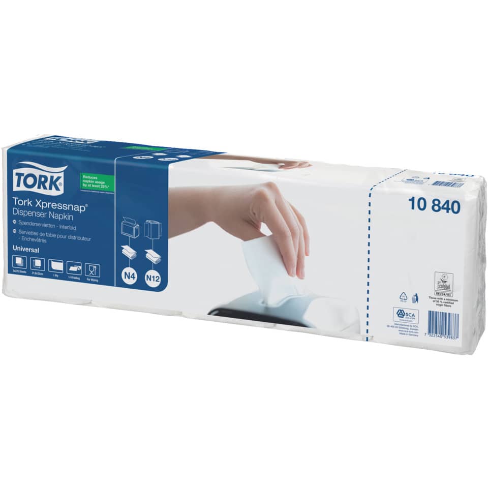 Spenderservietten Xpressnap®, 1-lag., 1125 Stück, weiß TORK 10840 TORK 10840 21,6x33cm