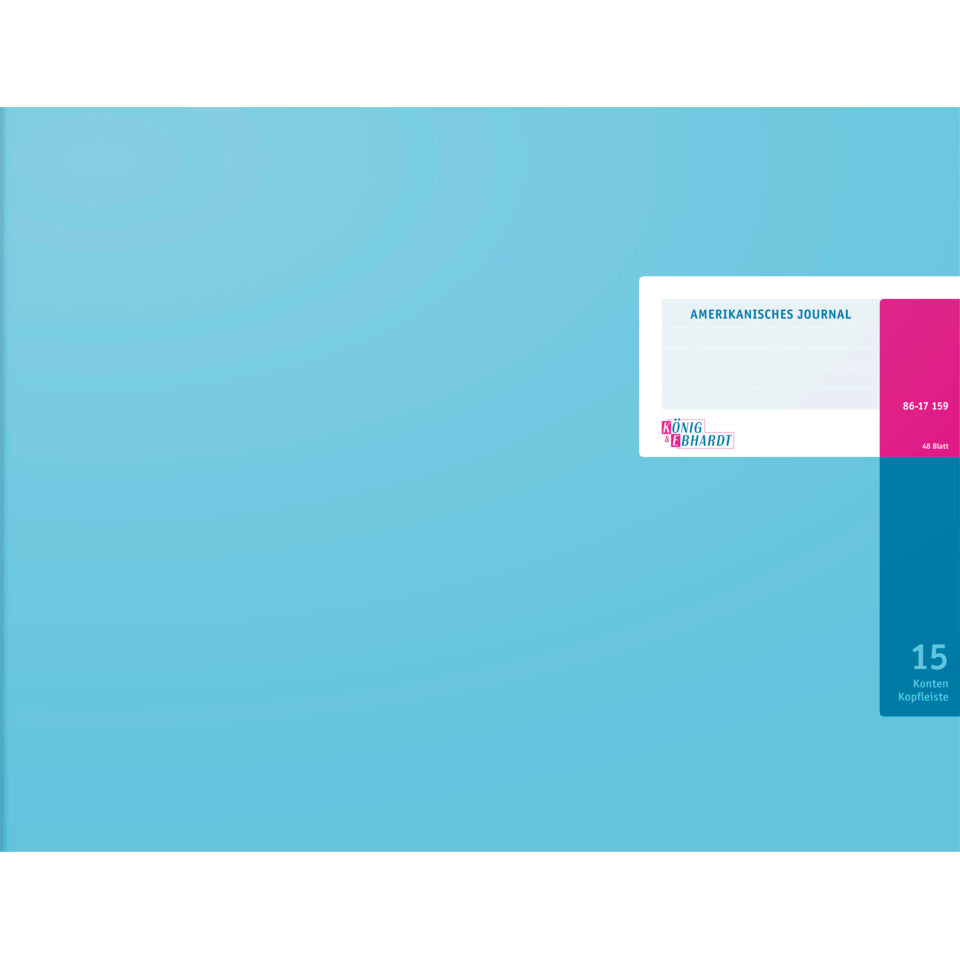 Amerikanisches Journal 420×297 mm, 96 Seiten, Konten-Journal, Karton, magenta/hellblau KÖNIG & EBHARDT 8617159 K+E 86-17159