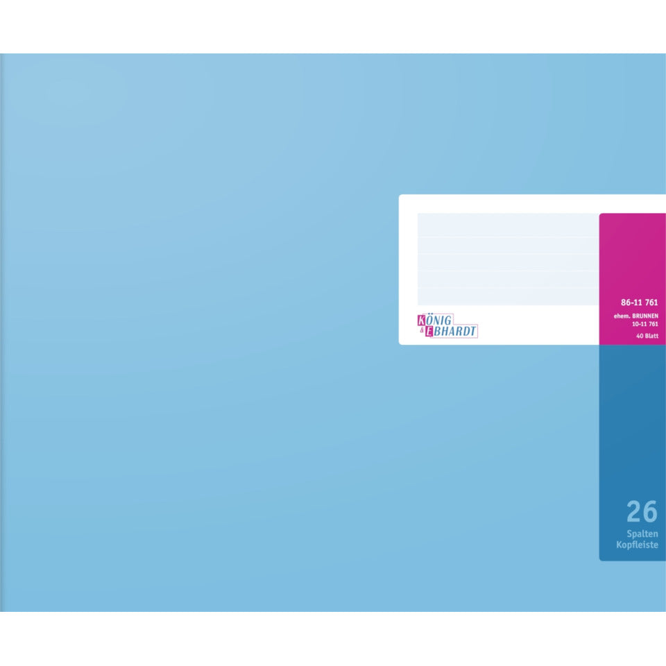 Spaltenbuch mit Kopfleiste 348×255 mm, 80 Seiten, 26 Spalten, Karton, magenta/hellblau KÖNIG & EBHARDT 8611761 K+E 86-11761 34,8x25,5cm