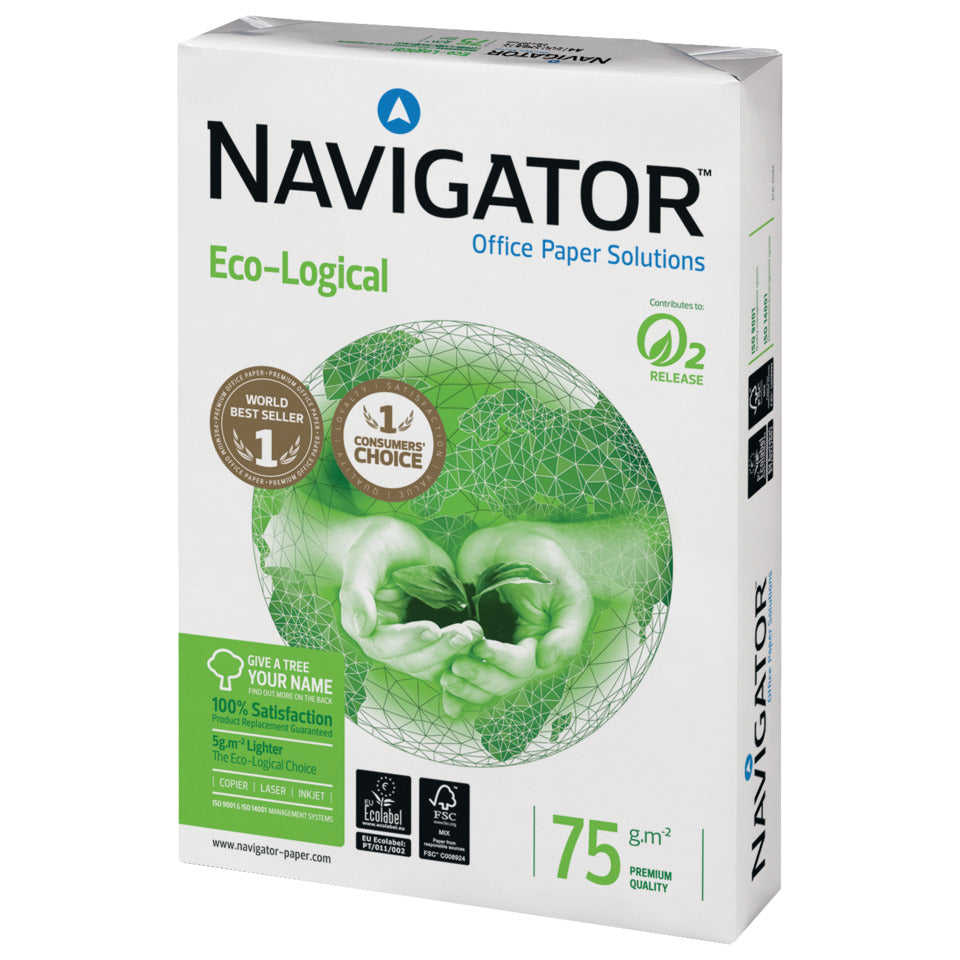 Kopierpapier Eco-Logical, A4, 75g/m², 500 Blatt, weiß NAVIGATOR N75A4 NAVIGATOR Eco-Logical 82467A75S