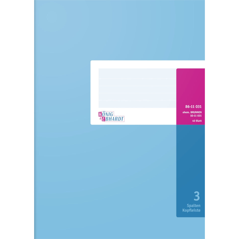 Spaltenbuch mit Kopfleiste A4, 80 Seiten, 3 Spalten, Karton, magenta/hellblau KÖNIG & EBHARDT 8611031 K+E 8611031 Kart.Kopf7103K40KL