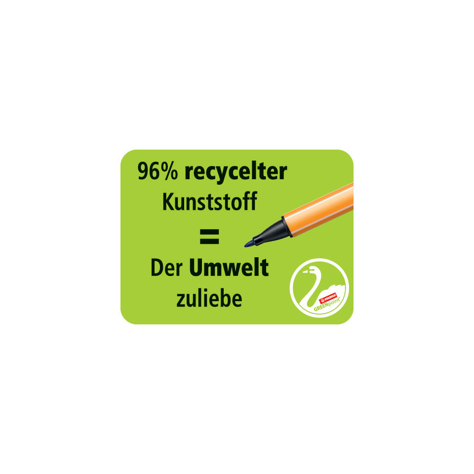 Faserschreiber GREENpoint®, 0,8 mm, Etui mit 4 Stiften STABILO 6088/4 STABILO 6088/4  fbg. sortiert