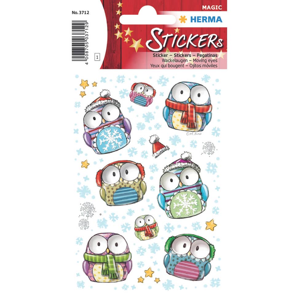 Sticker Winter Eulen, Wackelaugen, 8 Stück HERMA 3712 HERMA 3712 Magicsticker