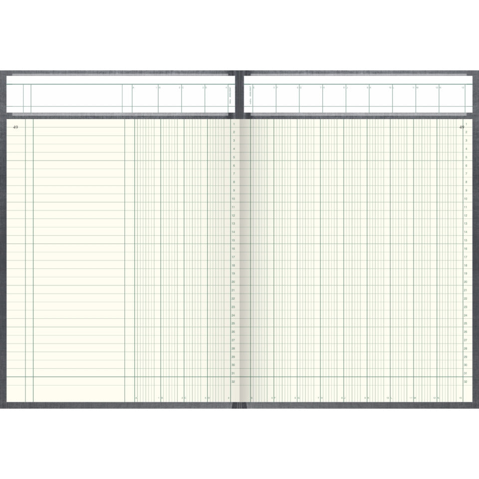 Spaltenbuch mit Kopfleiste A4, 192 Seiten, mit Seitenzahlen, 13 Spalten, Kunststoff, grau KÖNIG & EBHARDT 8611632 K+E 86-11632