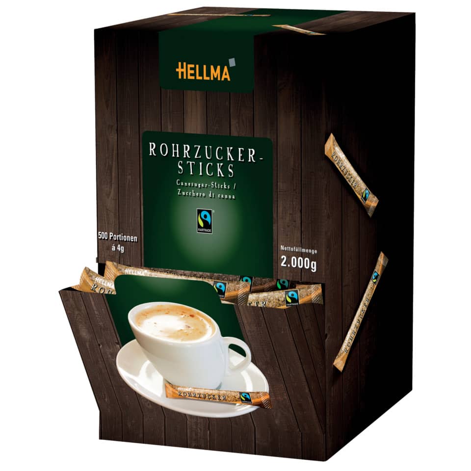 Zuckerstick Fairtrade Rohrzuck, 500x4g HELLMA 60107615 HELLMA 60107615 500x4g