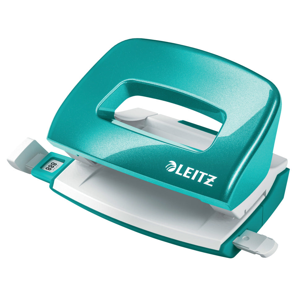 Locher Mini NeXXt WOW, 10 Blatt, Anschlagschiene, Kunststoff, eisblau LEITZ 50601051 LEITZ 5060-10-51