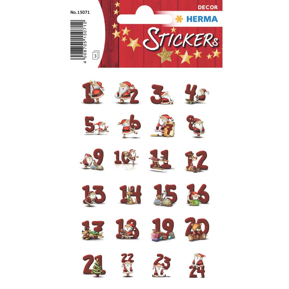 Sticker Lebkuchenzahlen 1-24, 72 Stück HERMA 15071 HERMA 15071 Lebkuchenzahlen