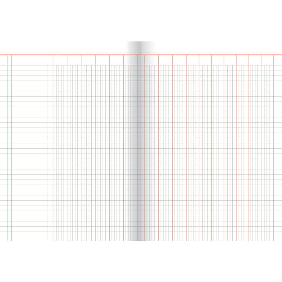 Spaltenbuch, A4, 16 Spalten/2 Seiten, 30 Blatt, Karton, liniert, rot/grau, rot RNK 3416 RNK 3416 A4 30BL