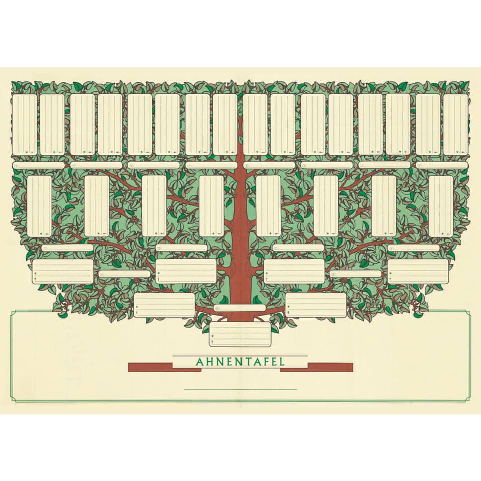 Ahnentafel - 5 Generationen, A3, Urkundenpapier RNK 2803