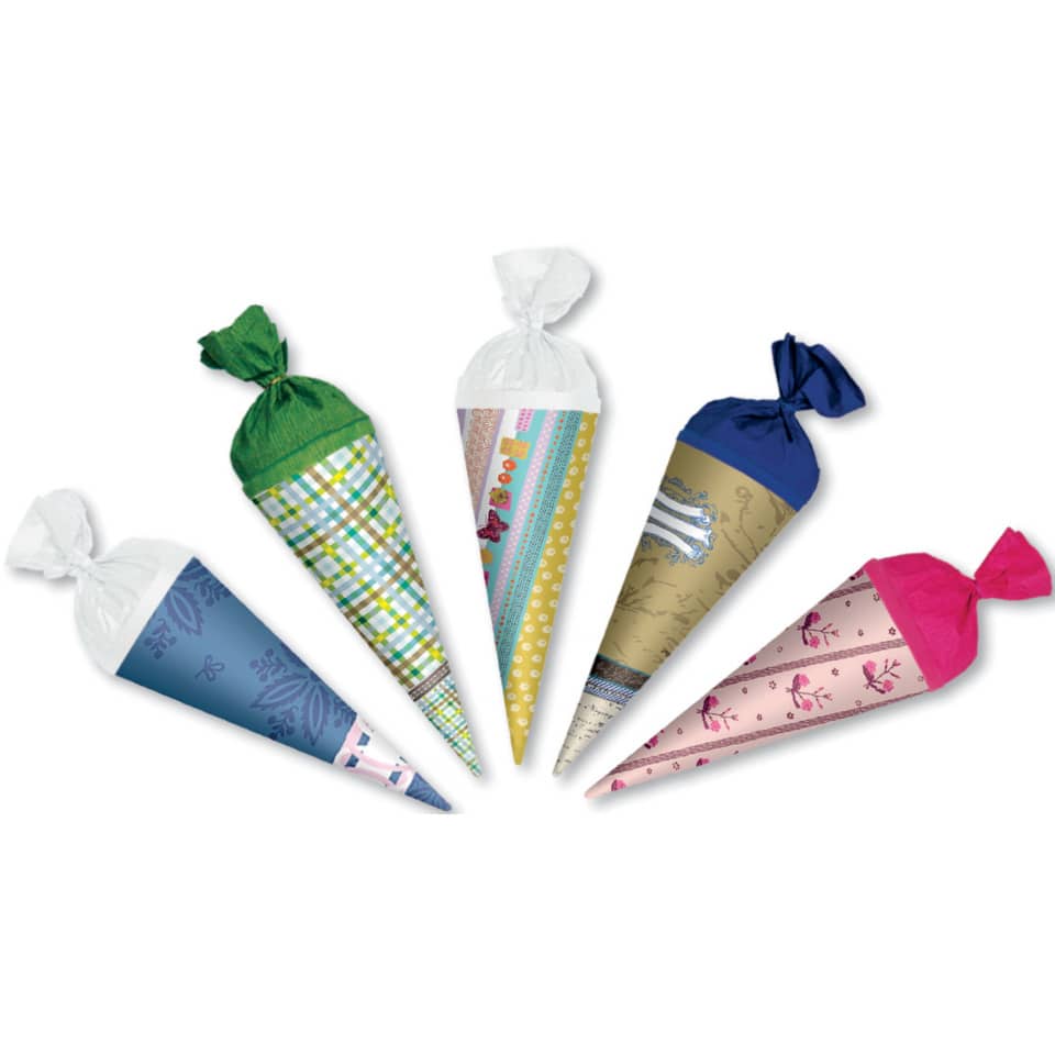 Schultüte, Schulwechsel, 15cm, 5 Stück, Kreppverschluss ROTH 671505 ROTH 671505 Kreppverschl.
