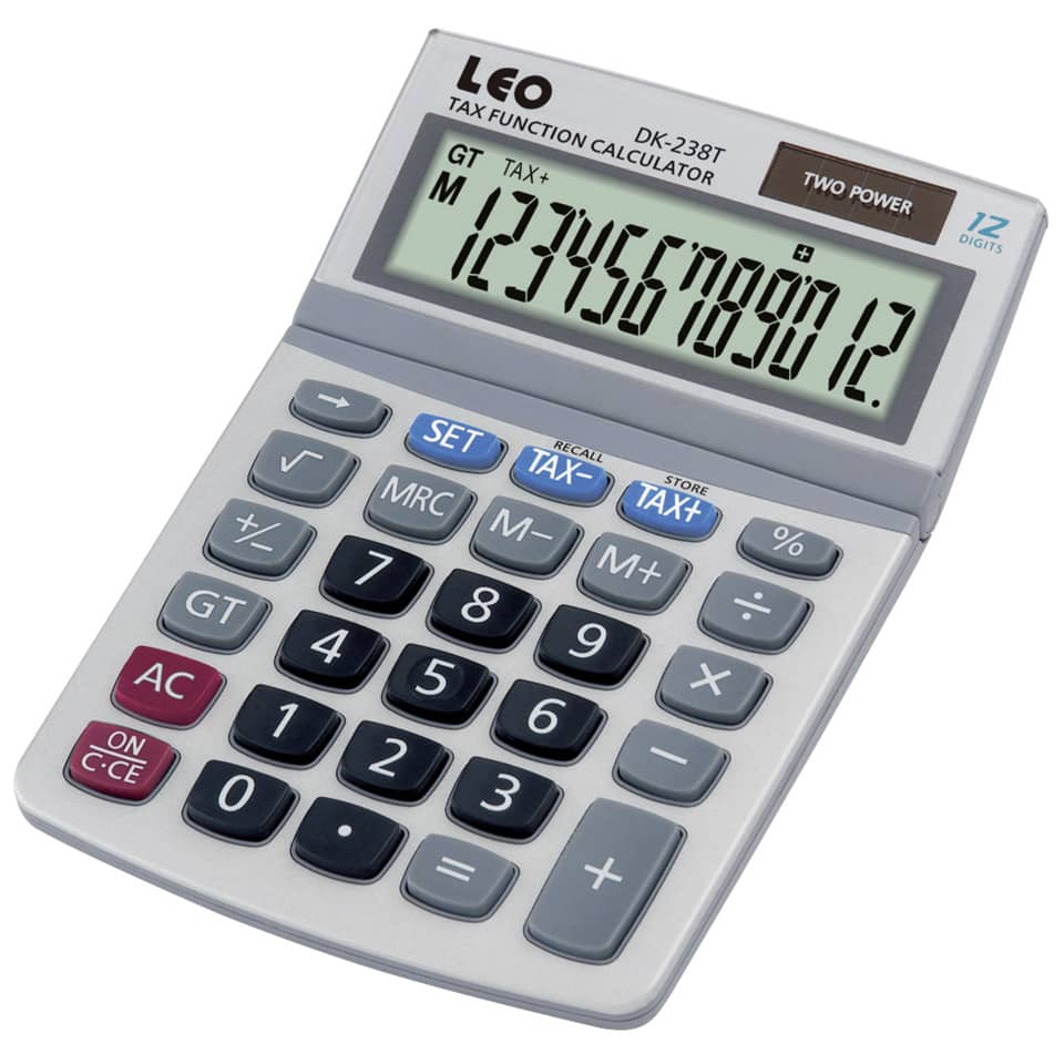 Tischrechner, Solar/Batterie, 12-stellig, grau LEO DK238T LEO DK238 12-stellig