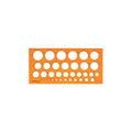 Kreisschablone, Kunststoff orange, transparent, 35 Kreise Ø 1-35 mm, Maße 270x130x2 mm RUMOLD 2810