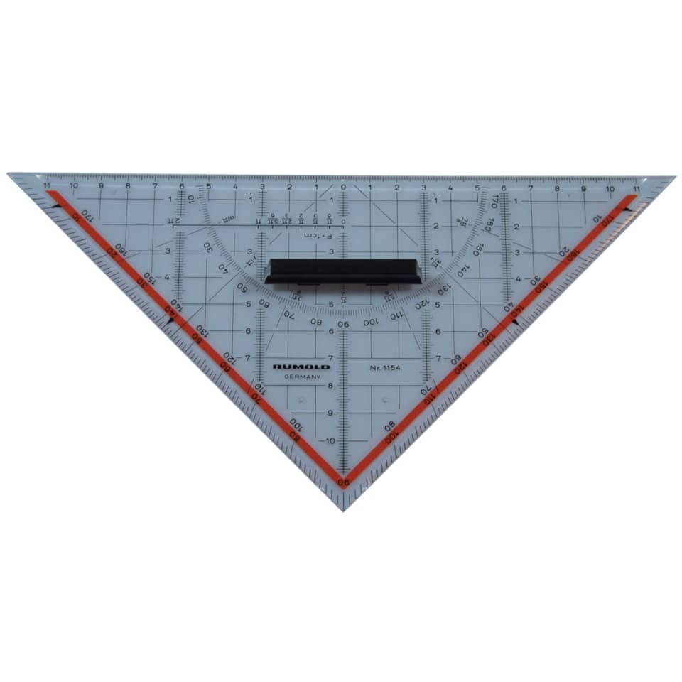 Zeichendreieck, transparenter Kunststoff, abnehmbarer Griff, 250 mm RUMOLD 1154 RUMOLD 1154   M.Griff