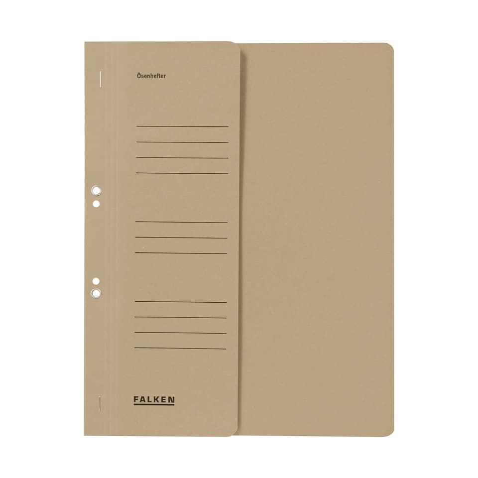 Ösenhefter, A4, 250 g/m², halber Deckel, kfm. Heftung, Manilakarton, grau FALKEN 80000508