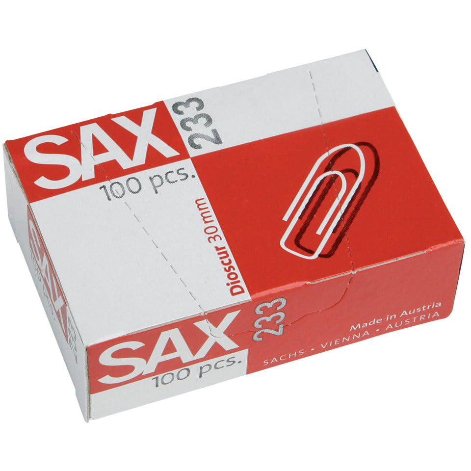 Büroklammern 233, 30 mm, verzinkt, Metalldraht, 100 Stück SAX 1-233-00 SAX 1-233-00 100ST