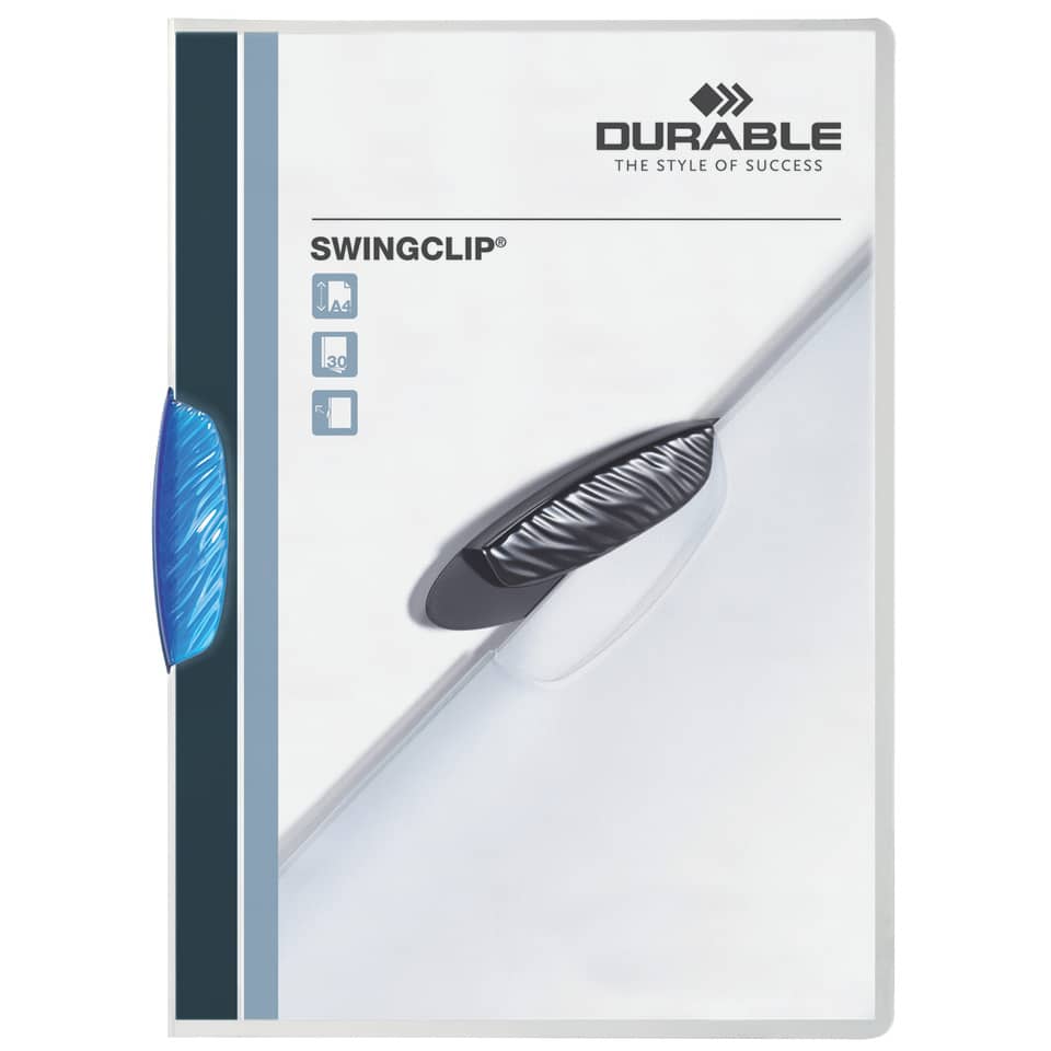 Klemm-Mappe SWINGCLIP®, PP, 30 Blatt, blaue Klemme, Mappe transparent DURABLE 2260 06 DURABLE 2260 06 30Bl transp.