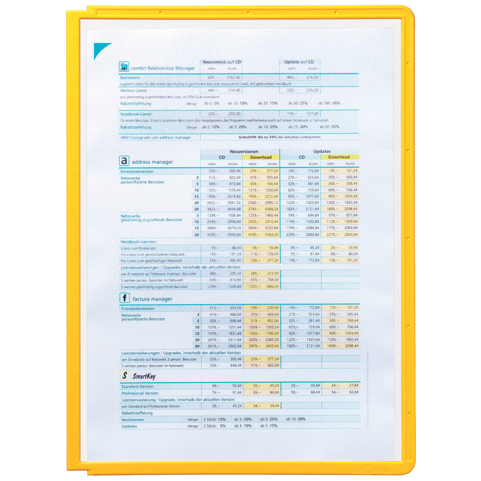 Sichttafel SHERPA® Panel A4, PP, A4, gelb DURABLE 5606 04