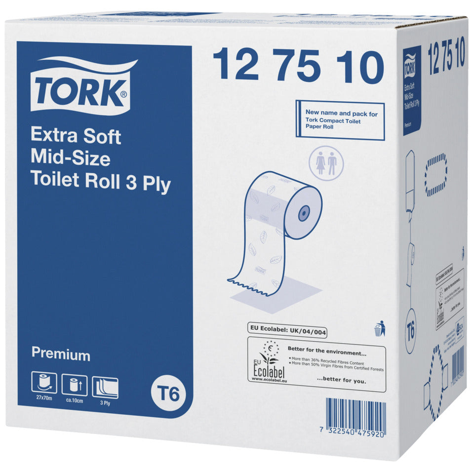 Toilettenpapier Premium System 6, 3-lagig, 27 Rollen á 70 m, weiß TORK 127510 TORK 127510 Compact
