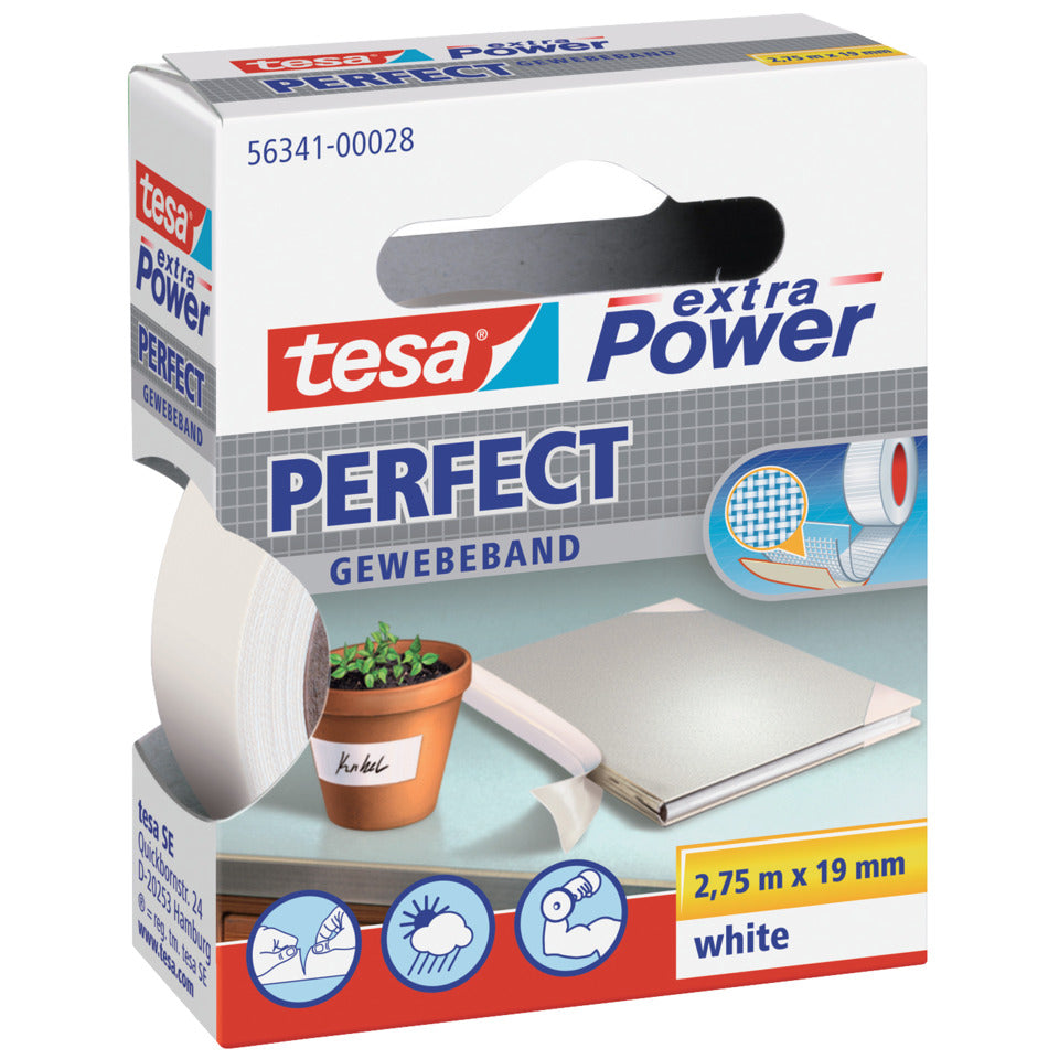 Gewebeklebeband tesa® extra Power Gewebeband, 2,75mx19mm, weiß TESA 56341-00028-04