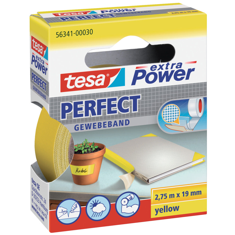 Gewebeklebeband tesa® extra Power Gewebeband, 2,75mx19mm, gelb TESA 56341-00030-04