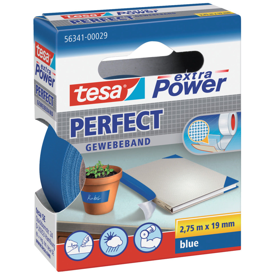 Gewebeklebeband tesa® extra Power Gewebeband, 2,75mx19mm, blau TESA 56341-00029-04