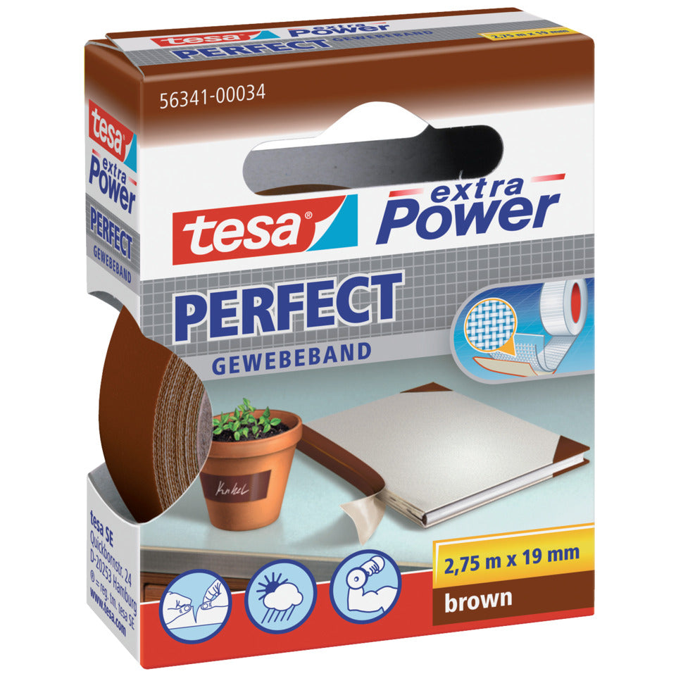 Gewebeklebeband tesa® extra Power Gewebeband, 2,75mx19mm, braun TESA 56341-00034-04