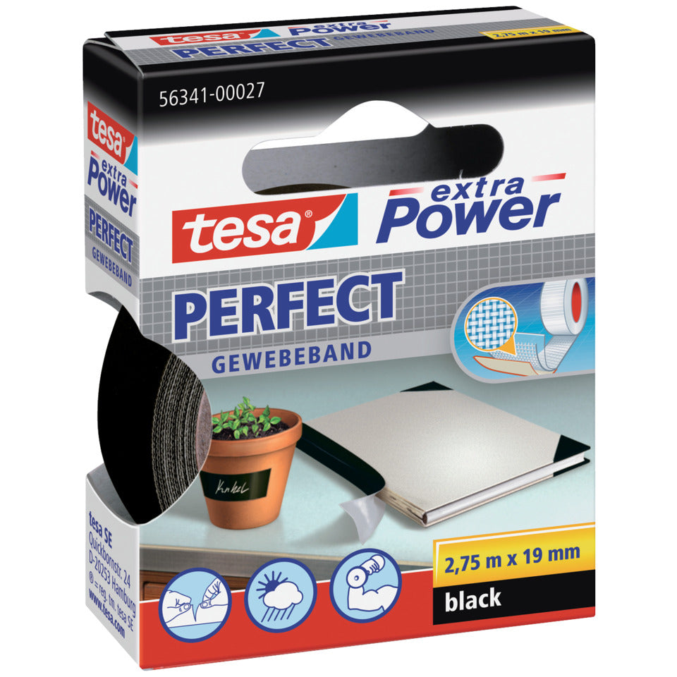 Gewebeklebeband tesa® extra Power Gewebeband, 2,75mx19mm, schwarz TESA 56341-00027-04